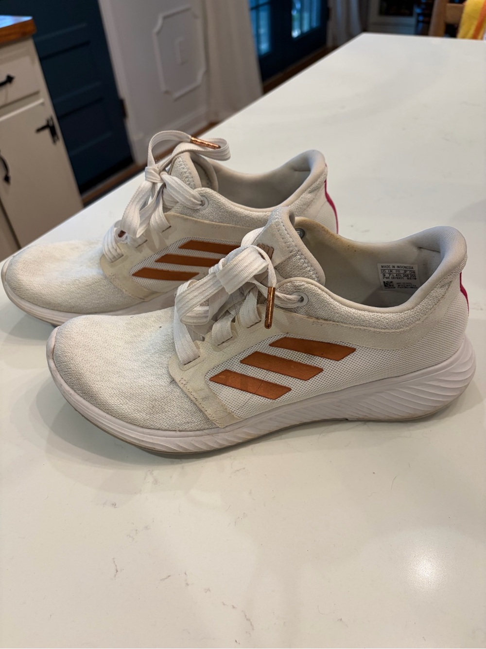 adidas edge lux White Sneakers with Copper Stripe Accents